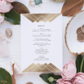 Geometric White Gold Gatsby Tall Wedding Menu