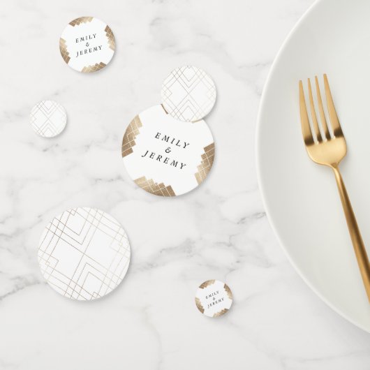 Geometric White Gold Gatsby Wedding Confetti (Groep)
