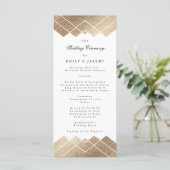 Geometric White Gold Gatsby Wedding Programme Programma (Staand voorkant)