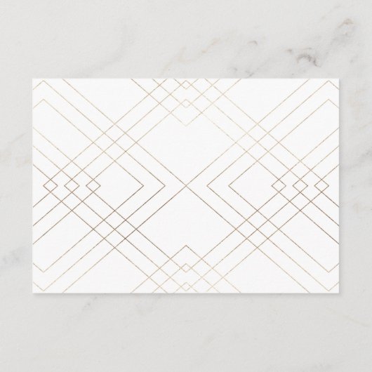 Geometric White Gold Gatsby Wedding Reception Card Informatiekaartje (Achterkant)