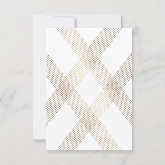 Geometric White Gold Gatsby Wedding RSVP (Achterkant)