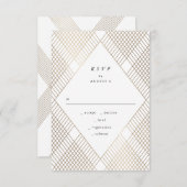 Geometric White Gold Gatsby Wedding RSVP (Voorkant / Achterkant)
