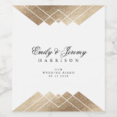 Geometric White Gold Gatsby Wedding Wijn Etiket (Enkel label)