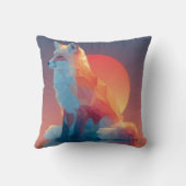 Geometric Wolf Silhouette |Modern Polygon Wildlife Kussen (Achterkant)