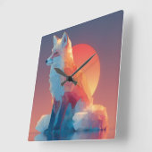 Geometric Wolf Silhouette |Modern Polygon Wildlife Vierkante Klok (Hoek)