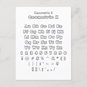 Geometric X - Zazzle Font Sampler Blad Briefkaart