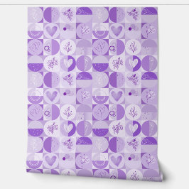 geometrical abstract patterns in lavender tones behang