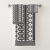 Geometrics Charcoal Gray and White Towel Bad Handdoek