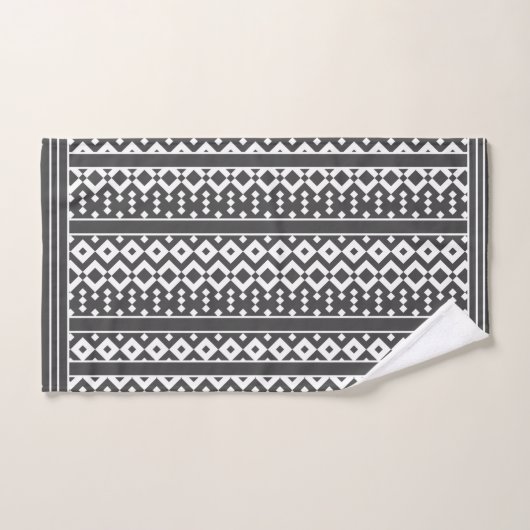Geometrics Charcoal Gray and White Towel Bad Handdoek (Handdoek)