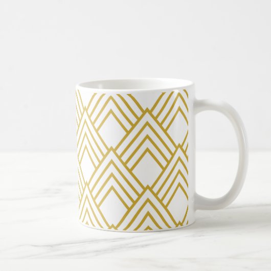 Géométrie Abstraite, tasse blanche et or (Droite)