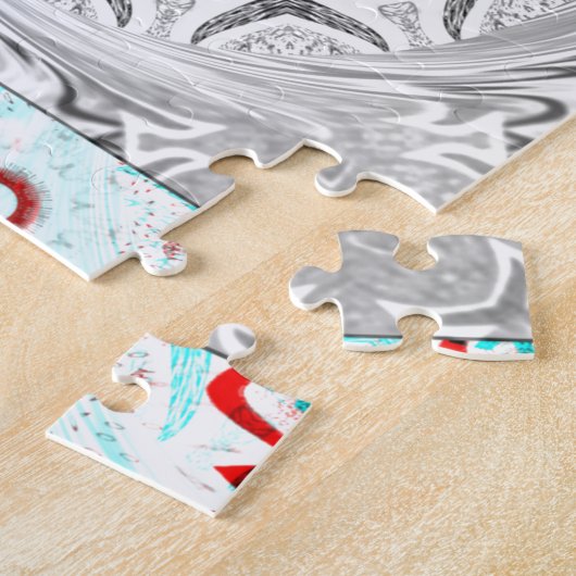 Geometrie Afrika roze cyaan Legpuzzel (Zijkant)