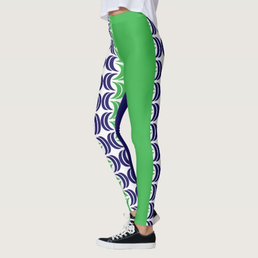 Géométrie chic : Vert Bleu Leggings modernes (Gauche)