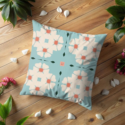 Géométrie en fleur douce Coussin