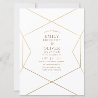 Géométrie en or minimaliste Invitations de mariage