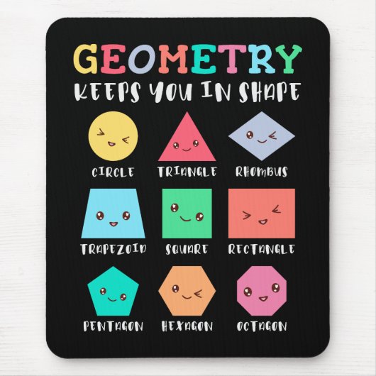 Geometrie houdt je in vorm, geometrische vormen muismat (Voorkant)