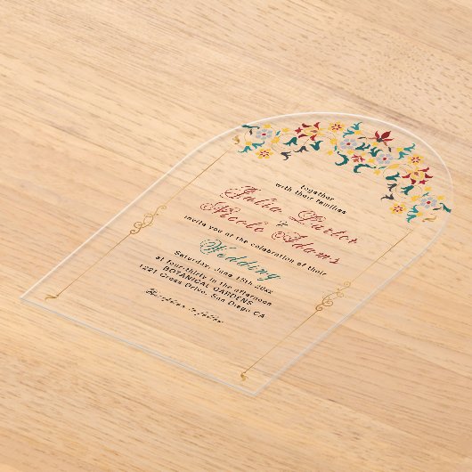  geometrie ingewikkelde klassieke motief bruiloft acryl uitnodigingen (Laagn)
