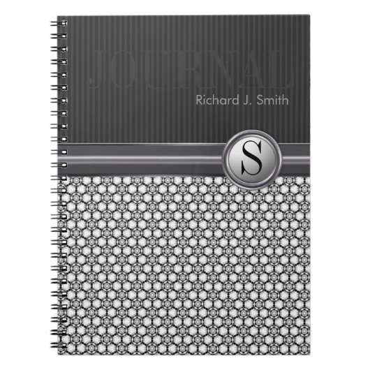 Géométrie Motif Hexagone Noir Blanc Journal (Devant)