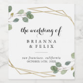 Géométrie or Calligraphie Mariage Vin Étiquettes (Étiquettes simples)