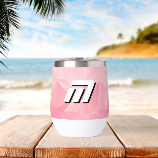 Géométrie Rose Esthétique Polygone Monogramme Mode (Plage (pivotée))