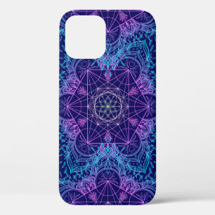 Geometriesymbolen in Mandala naadloze pleister iPhone 12 Hoesje