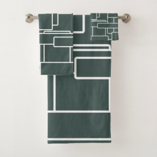 Géométrique abstrait moderne vert-foncé et de