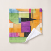 Géométrique amusante Abstrait en orange, vert et v (Gant de toilette)