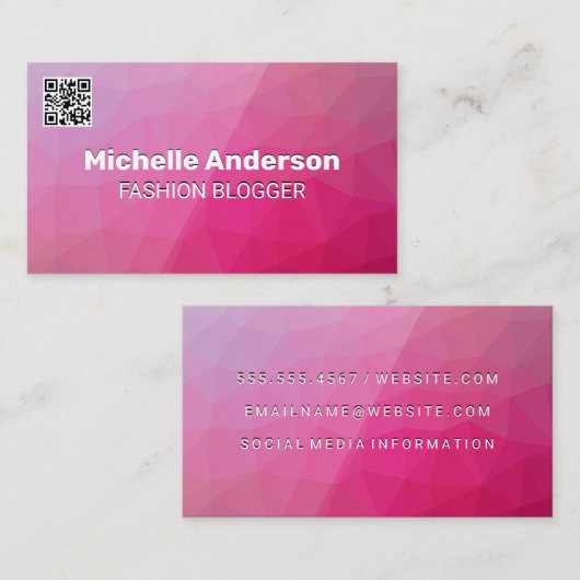 Géométrique | Carte de visite de code QR (Devant / Derrière)