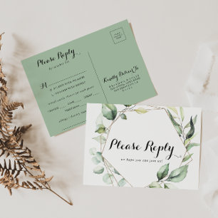 Géométrique Elegant Gold Green Menu Choix RSVP