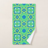 Géométrique étoile Abstraite - Vert chaux et bleu (Serviette à main)