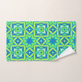 Géométrique étoile Abstraite - Vert chaux et bleu (Serviette à main)