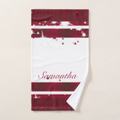 Géométrique moderne blanche et bordeaux violet (Serviette à main)