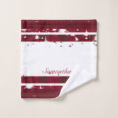 Géométrique moderne blanche et bordeaux violet (Gant de toilette)