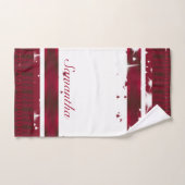 Géométrique moderne blanche et bordeaux violet (Serviette à main)