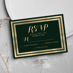Géométrique moderne forêt or vert RSVP