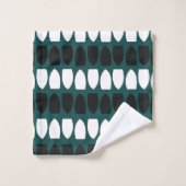 Géométrique moderne Turquoise Bleu noir (Gant de toilette)