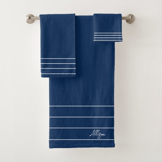 Géométrique Monogramme Bleu Marine et Blanc (En situation)