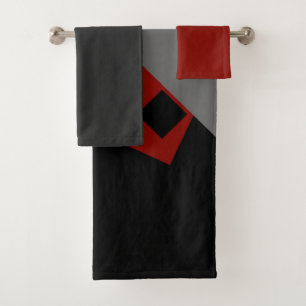 Géométrique rouge et gris noir  