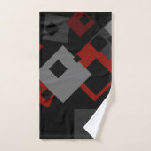 Géométrique rouge et gris noir (Serviette à main)
