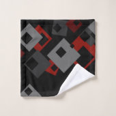 Géométrique rouge et gris noir (Gant de toilette)