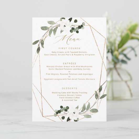 Géométrique Vert Mariage or Menu (Debout devant)