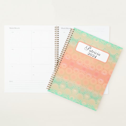 Géométrique verte, pêche, melon et corail (Devant avec enveloppe)