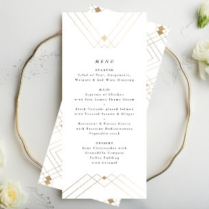 Géométrique White Gold Gatsby Tall 2 Mariages Menu