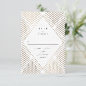 Géométrique White Gold Gatsby Wedding RSVP (Debout devant)