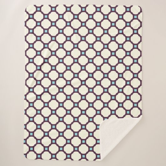 Geometrisch 007 neutraal en blauw sherpa deken (Voorkant)