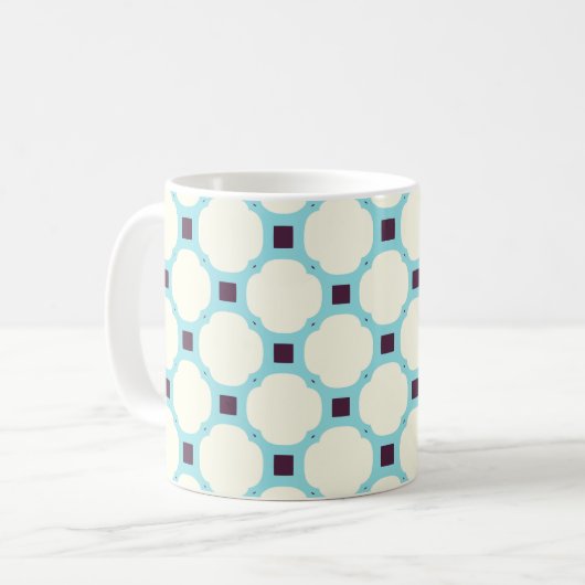 Geometrisch 010 neutraal en blauw koffiemok (Voorkant links)