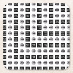 Geometrisch 2 Logo-patroonontwerp Vierkante Kartonnen Onderzetter