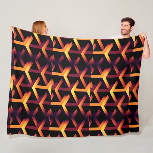 Geometrisch 3D optische illusiepatroon fleece deke Deken (In situ)