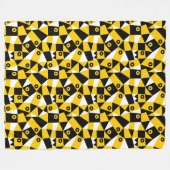 Geometrisch Abstract 030919 - Amber, Zwart en wit Fleece Deken (Voorkant (Horizontaal))