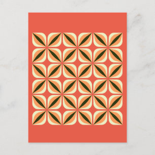 Geometrisch Abstract blad Sinaasappel rood Briefkaart