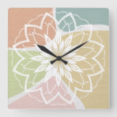 Geometrisch Abstract Bloem Mandala Vierkante Klok (Voorkant)